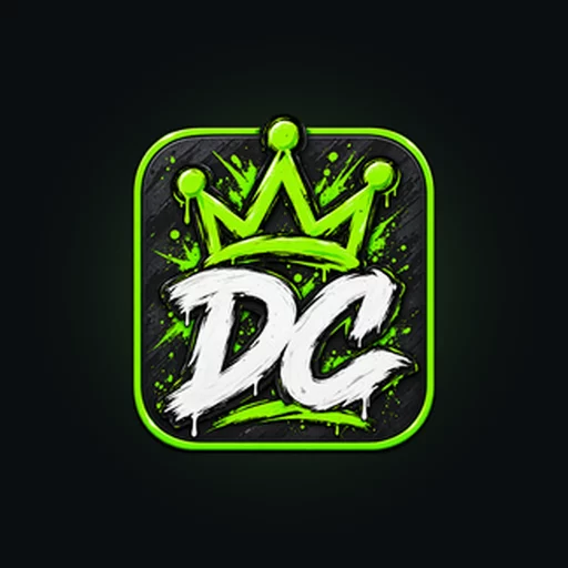 Dank City badge: a green crown over the letters DC.